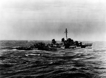 Featured Image: Historical image of USS Bennion underway on 13 January 1945.