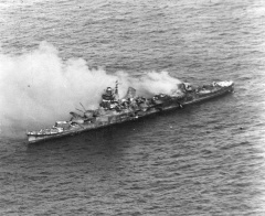 Japanese cruiser Mikuma burning and sinking on 6 June 1942 (80-G-457861).jpg