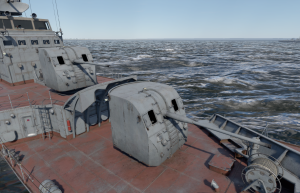 Two B-34 turrets on Project 50 frigate