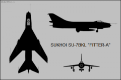 Sukhoi Su-7BKL three-view silhouette.png