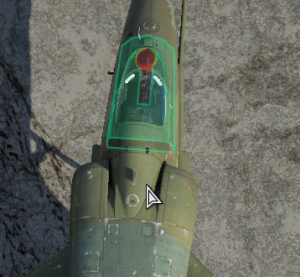The pilot is surrounded in armour, except for the bubble canopy cockpit.